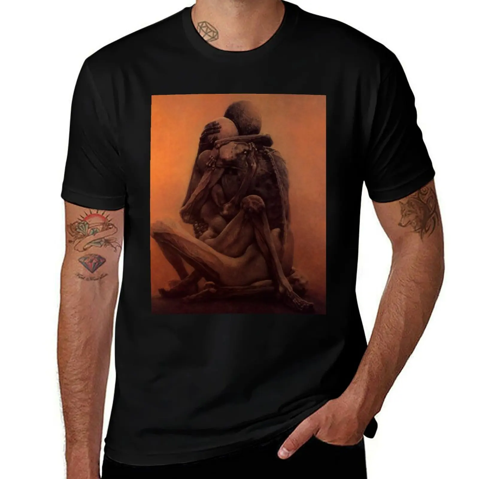 

Untitled (The lovers) by Zdzislaw Beksinski T-Shirt Big and Tall Solid Color T-Shirt