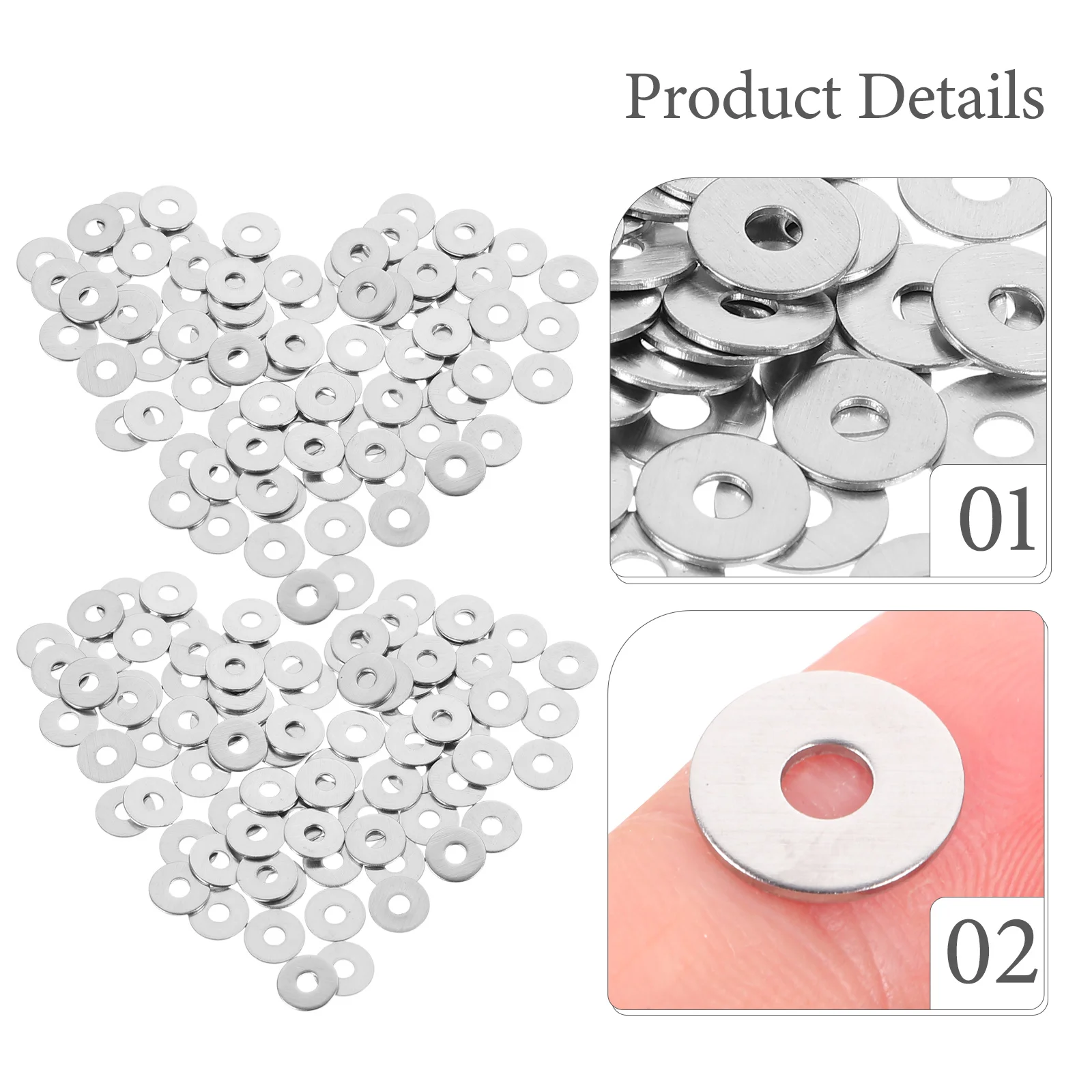 

100Pcs Stainless Steel Washers Assortment Kit Smooth Edges for Screws Bolts Gaskets Faucet Horseshoe Piece Washers for Screws