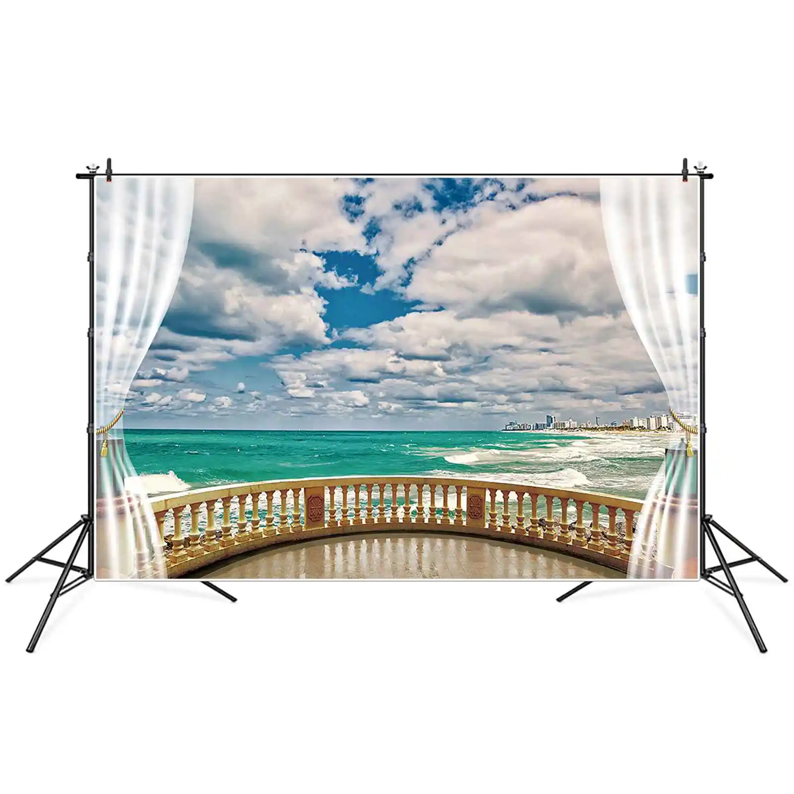 Mon.qg ฉากหลังอาคารชายหาดในฤดูร้อนฉากหลังวันหยุดของผู้ชายพื้นหลังทะเลสีฟ้าของตกแต่งปาร์ตี้ที่กำหนดเองอุปกรณ์ถ่ายภาพโซน