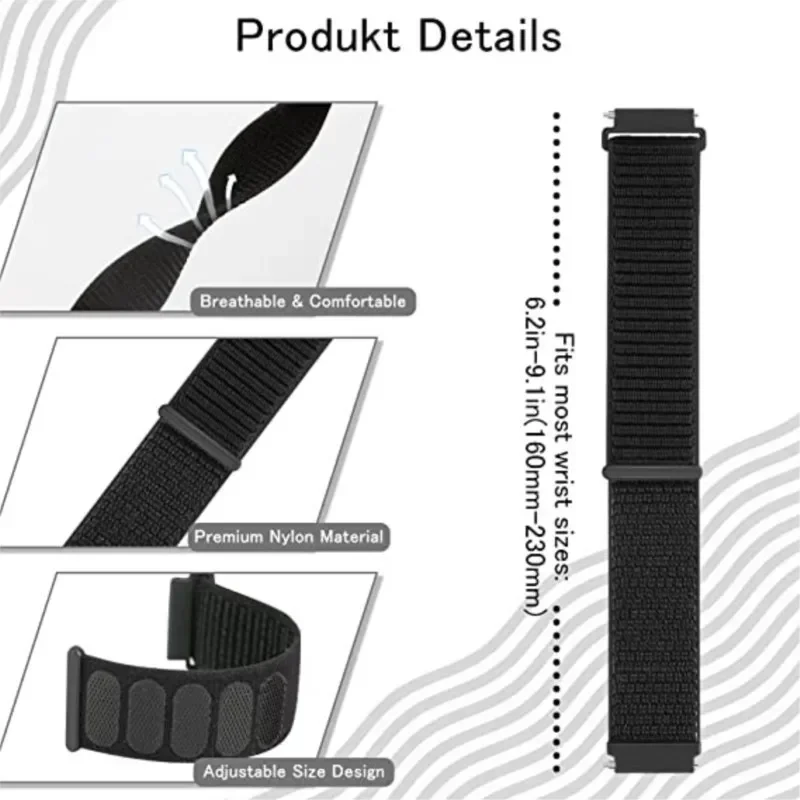 Нейлоновая петля для Samsung Galaxy Watch 6 5 Pro/4/classic/gear s3 frontier/active спортивный браслет Huawei watch gt2 3 22 мм 20 мм ремешок