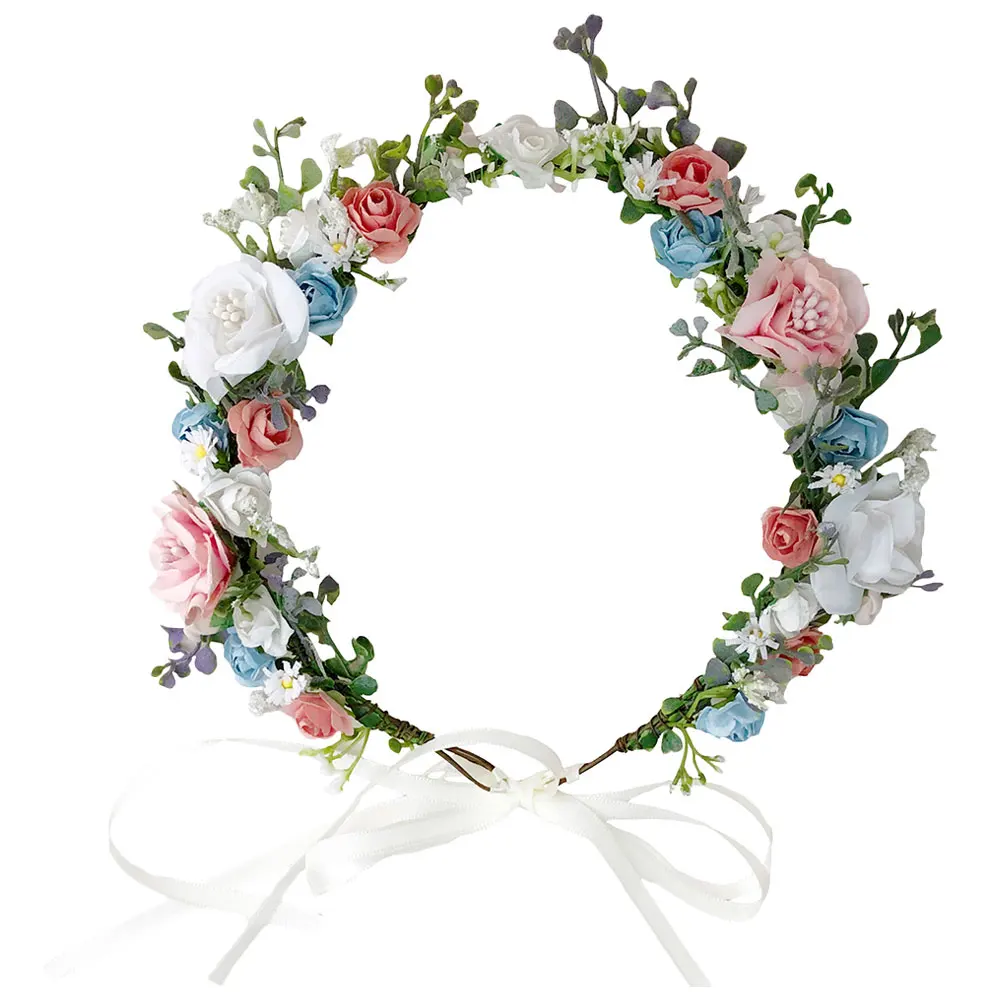 

Floral Headb Bridal Wreath Fairy Hair Flowers Rose Wedding Accessory Colorful Bridesmaid Retro Creative Durable Material