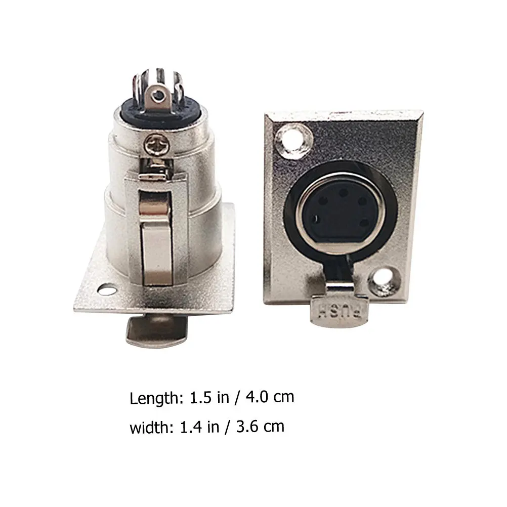 2Pcs Xlr Female Audio Panel Connector 5-Pin Nickel-Plated Isolation Compact Lightweight Speaker Jack Socket