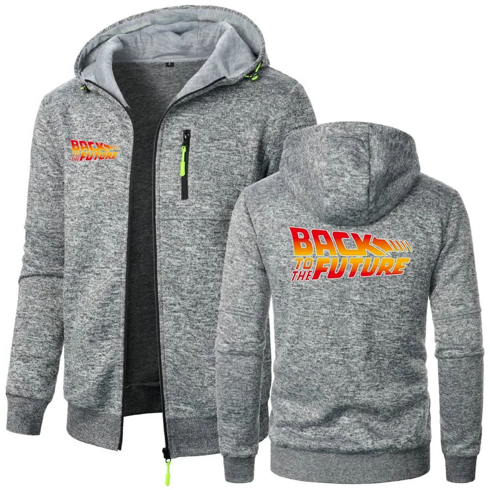 Qualidade dos homens moletom jaqueta de volta para o futuro com capuz outwear à prova de vento velo quente agasalho casaco na moda hoodies streetwear
