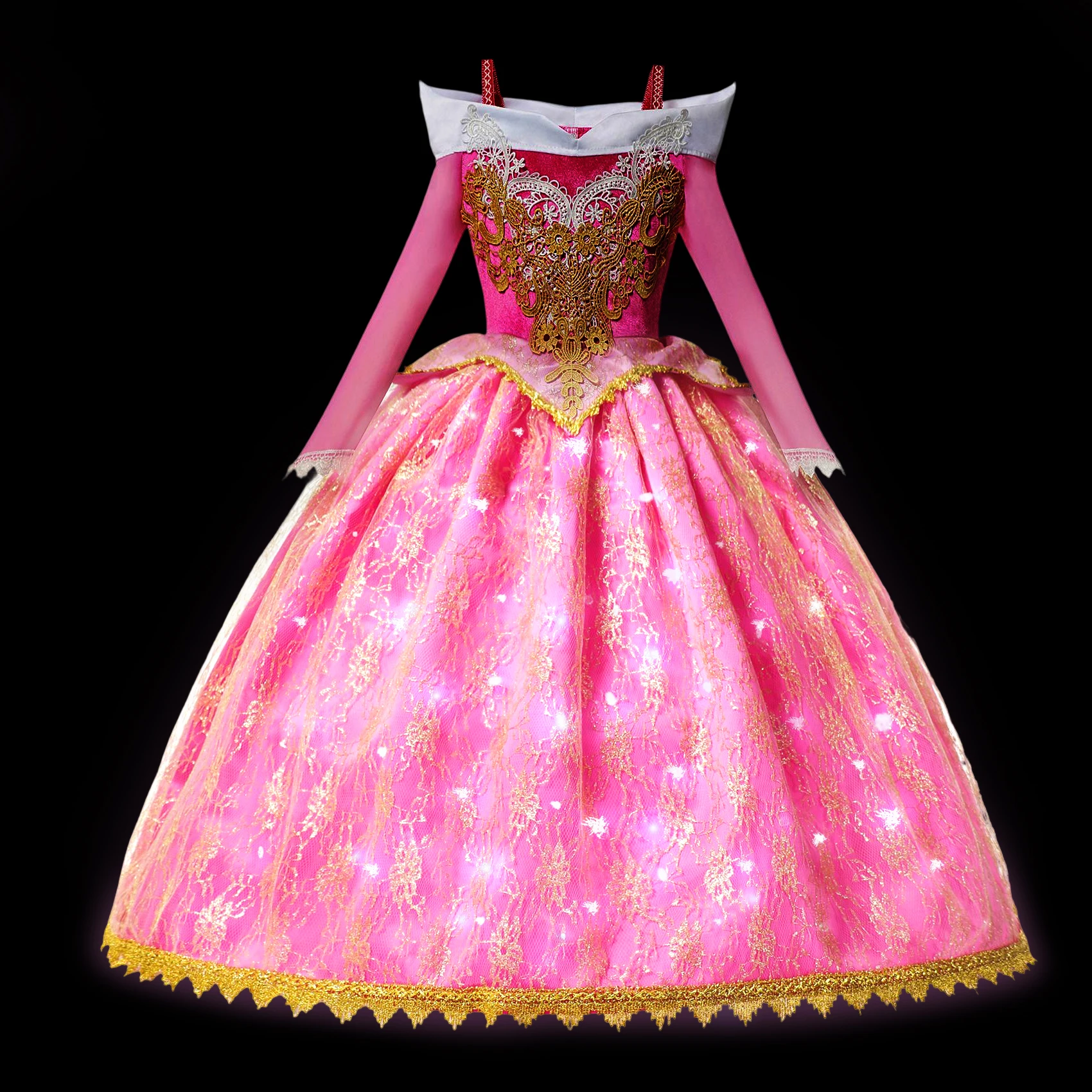 Mermaid Princess Ariel LED Light Up Dress for Girls Kids Cosplay Party Clothes Frozen Elsa Anna Carnival Christmas Prom Gown