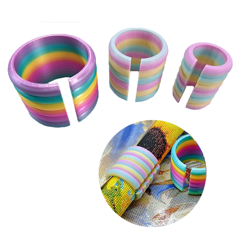 إكسسوارات اللوحة الماسية حامل لفافة القماش - منظم بلاستيكي بألوان قوس قزح موفر للمساحة أدوات فنية ماسية ذاتية الصنع