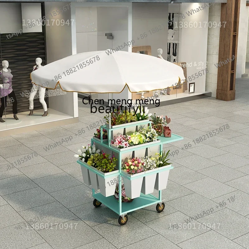 D178  Stall selling flowers, flower trolley night market, bouquet folding multi-layer sale, flower bucket display stand