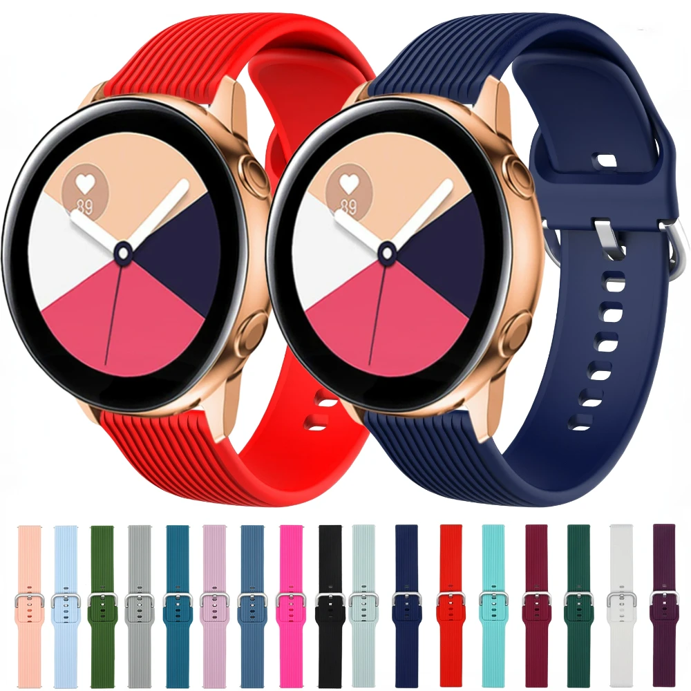 

20mm Silicone Band For Samsung Galaxy Watch 3 41mm/4/Classic/5/Pro/Active 2 44mm 40mm Sport Bracelet for Huawei Watch 42mm Strap