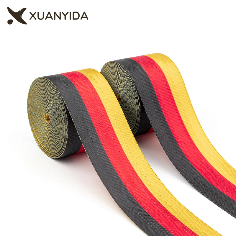 3.6M/Roll Car Seat Belt Webbing Strap Black-Red-Yellow Germany Color Seatbelt Cars Accessories Universal Safety Belts Wholesale