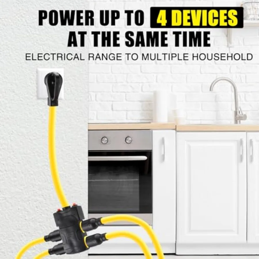 1.5FT 30 إلى 20 أمبير 110 فولت محول توزيع المجفف متوافق مع NEMA 14-30P إلى 4X 5-20R/ 5-15R 4 الشق مقبس الحائط مجفف 4X