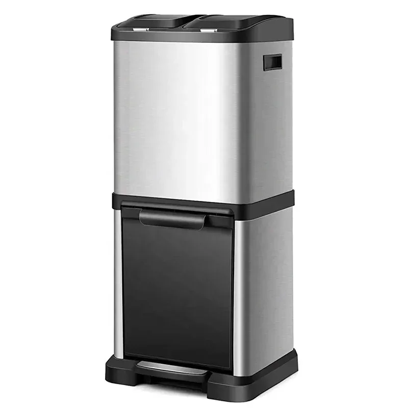 For Luxury Three in One Design 32L Large Garbage Bins Indoor Classification Recycle Bin Large Capacity Pedal Trash Can
