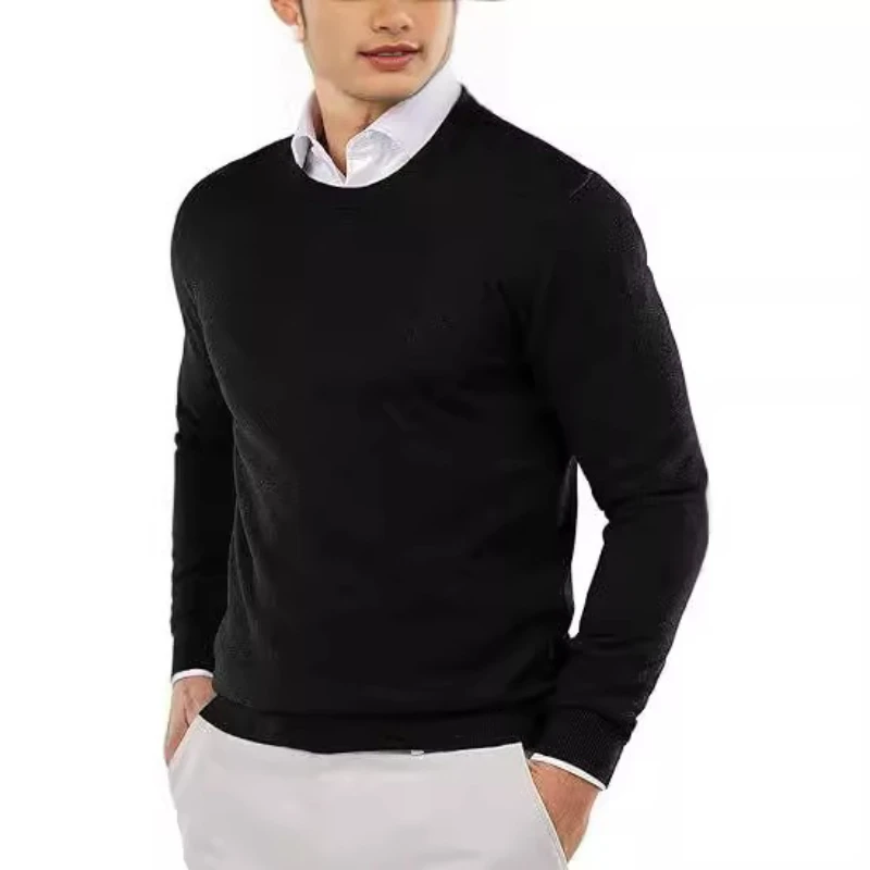 

Men's Crew Neck Sweater Solid Color Casual Autumn and Winter Pullovers Business Knitted Sweaters