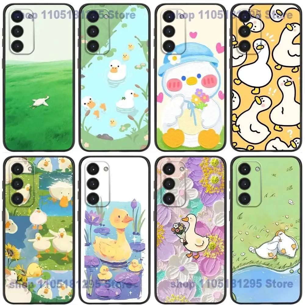 

Cute Cartoon Duck Phone Case For Samsung Galaxy A20,21s,22,31,32,52,53,72,73,80,91 Soft Liquid Silicone Black Cover