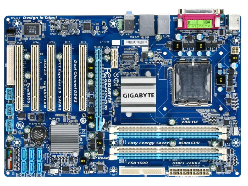 Оригинальная материнская плата для Gigabyte GA-P45T-ES3G Intel P45, LGA 775, разъем DDR3