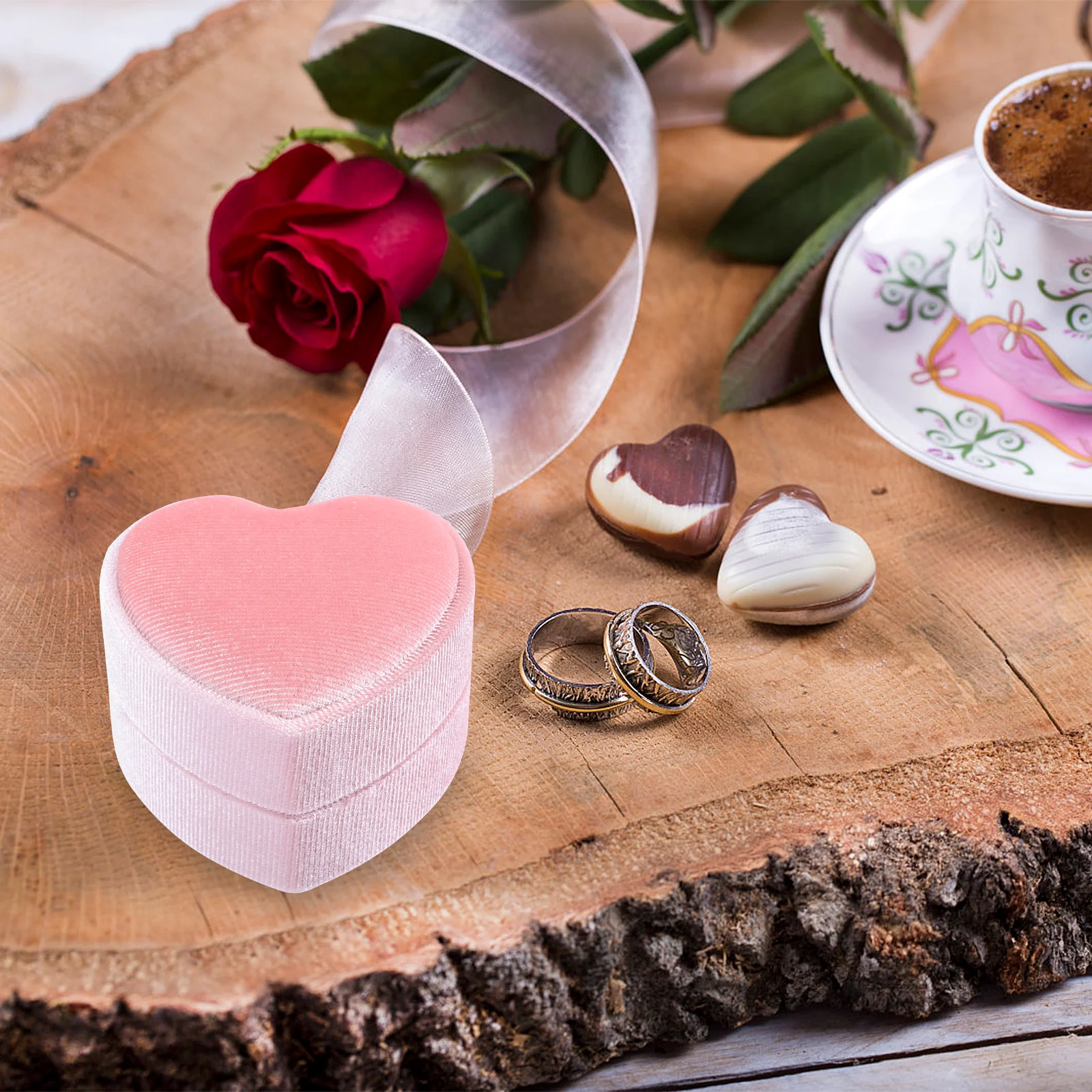 

Heart Shaped Ring Box Engagement Case Container Ewelry Storage for Wedding Holder Jewelry Pink Display Lovers