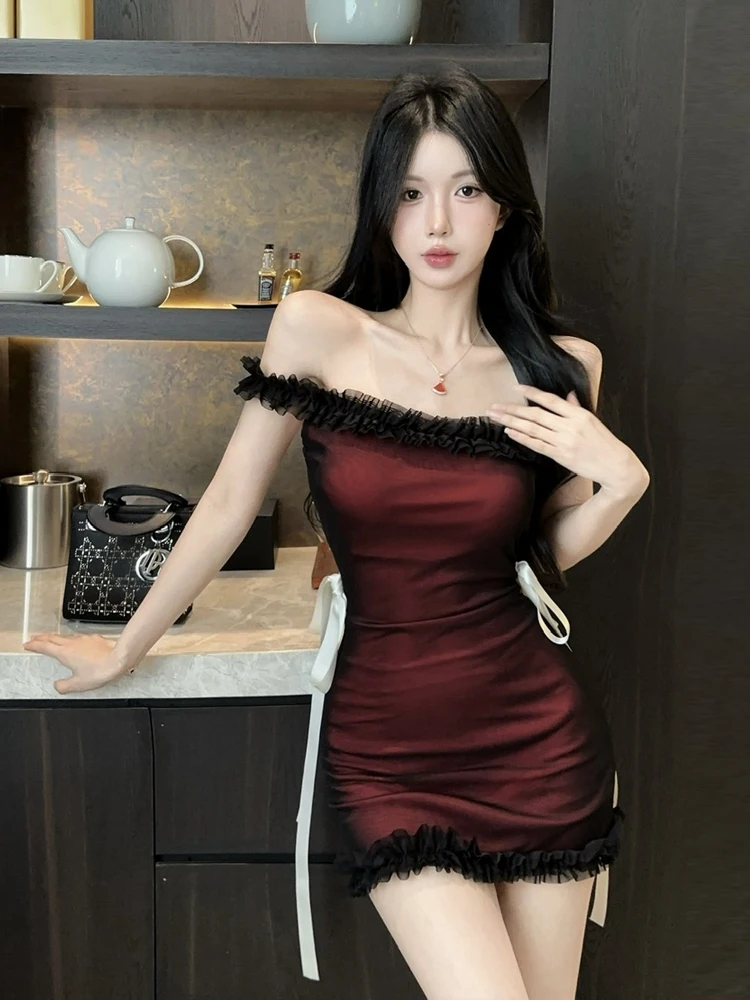 

Летнее сексуальное платье с завязками на талии, на одно плечо, с узором под дерево, в стиле колор-блок, укороченный топ и юбка с высокой талией для молодых женщин