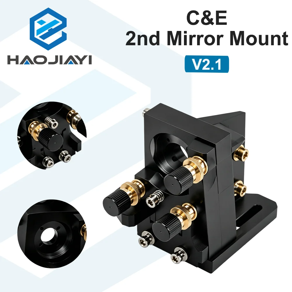 CO2 Laser Second Mirror Mount 25mm Black Integrated Reflector Mirror Holder for Laser Engraving Cutting Machine Accessories
