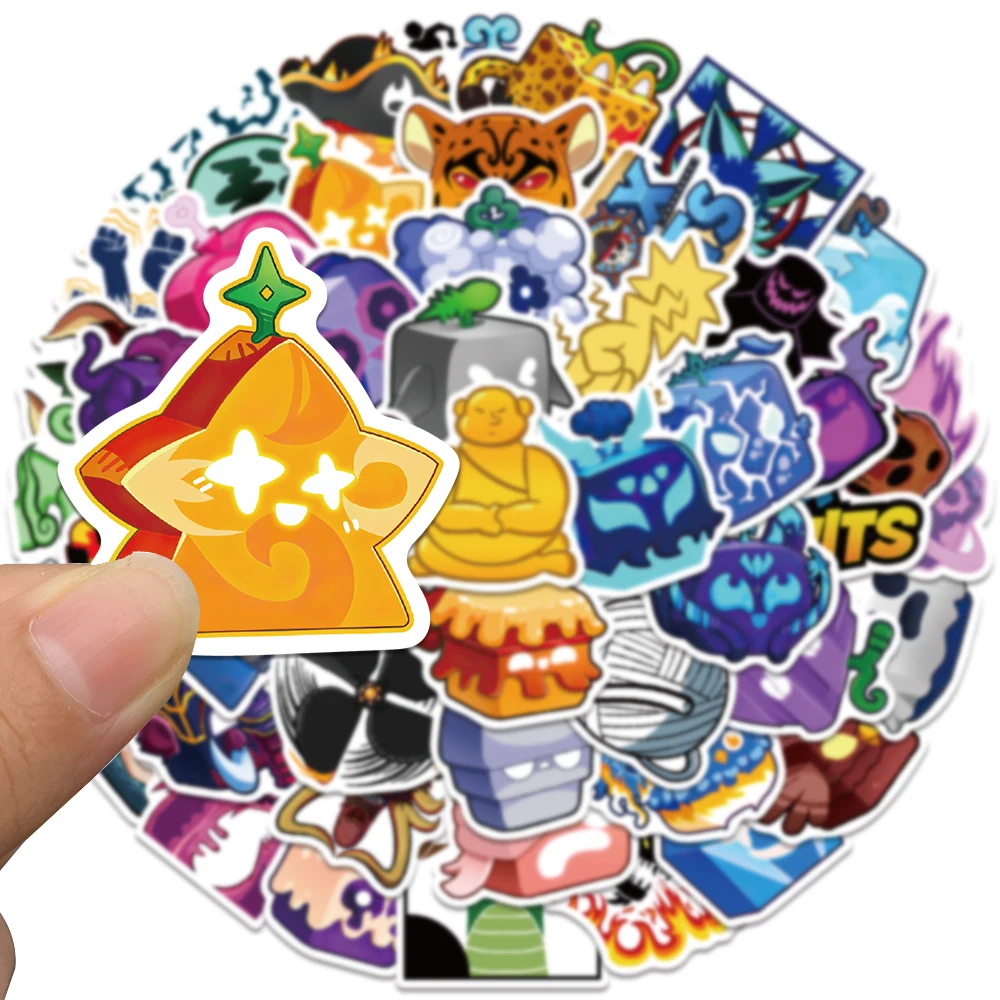 50PCS Funny Game Blox Fruits Cartoon Stickers Aesthetic Fridge Phone Diary Laptop Car Motorcycle Vinyl Decoration Gift Sticker