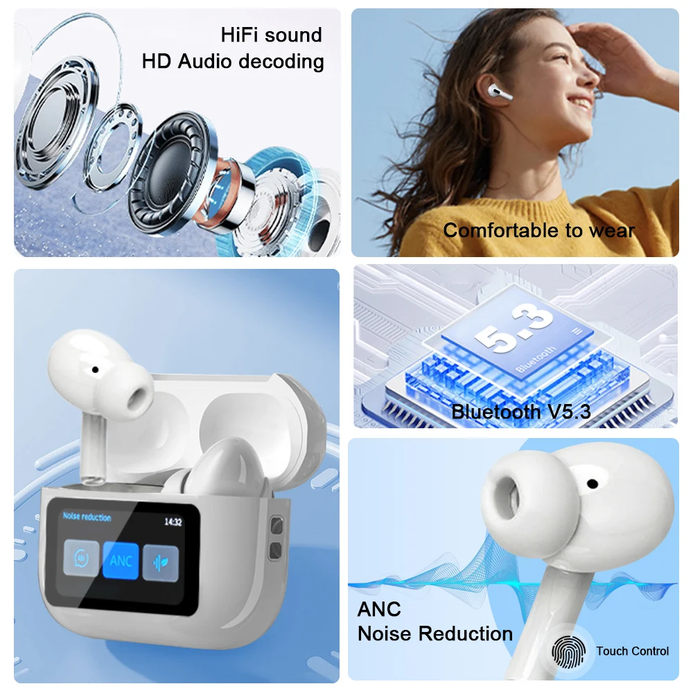 الأصلي GREATWALL TWS سماعة لاسلكية تعمل بالبلوتوث V5.3 سماعات ANC الحد من الضوضاء HiFi HD دعوة سماعات الأذن سماعات الموسيقى التحكم باللمس