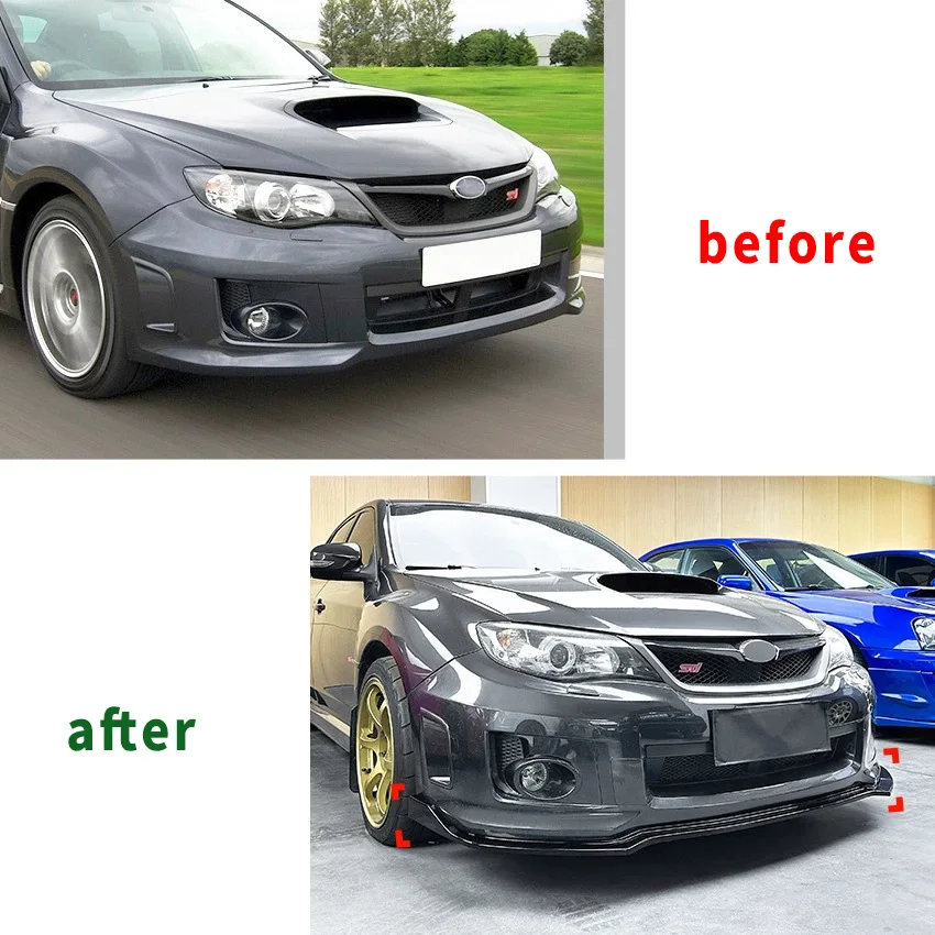 For Subaru WRX STI 2011 12 13 14 Front Bumper Lip Spoiler Body Kit Guard Protector Cover Auto Accessories Blade Guard Trim