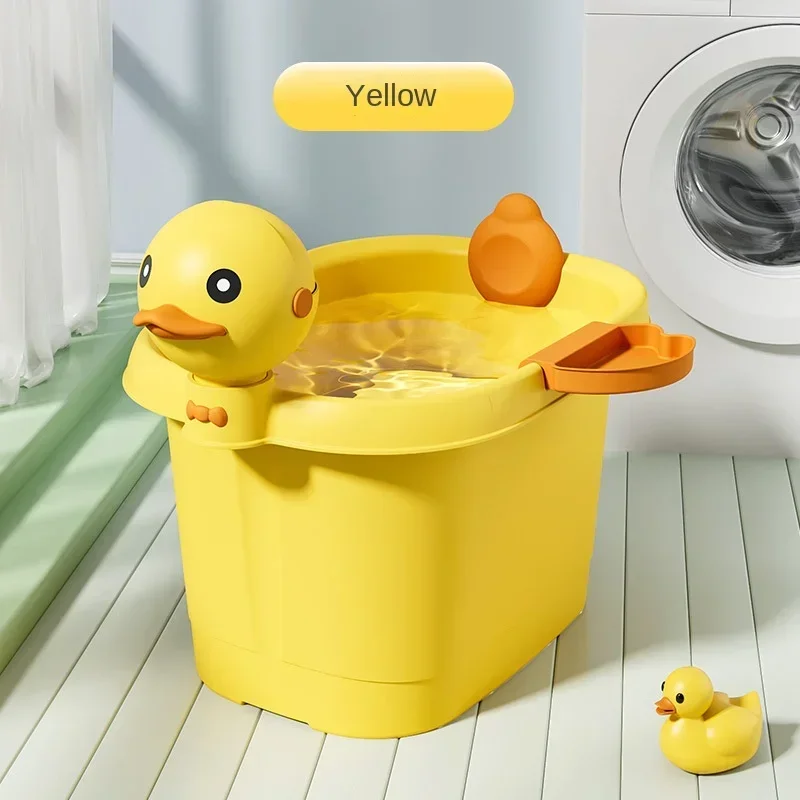 Large Thickened Plastic Bathtub for Children, Load-Bearing Bathroom Bucket, Small Yellow Duck