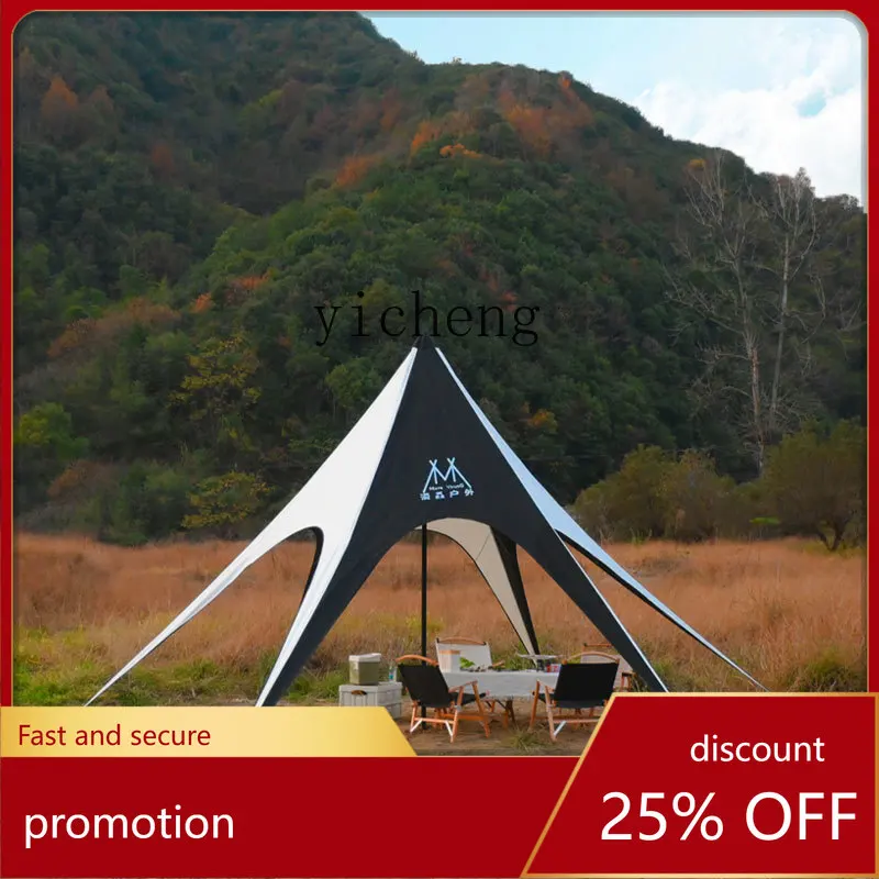 CZ Outdoor Camping Canopy Tent Extra Large Campsite Use Sunshade Rainproof Single Peak Double Peak Triple Peak Sun Shelter