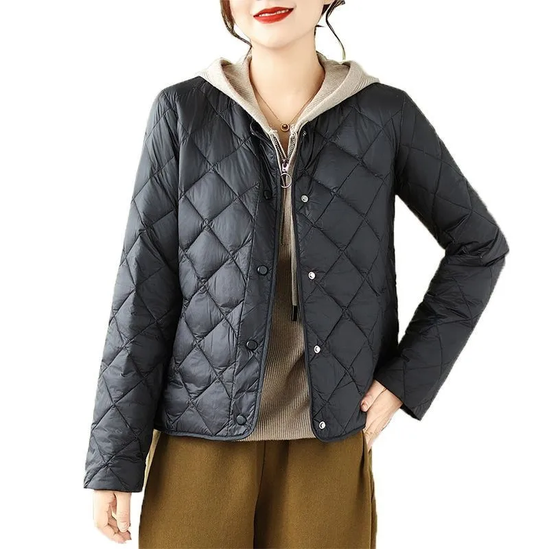 Cotton-padded Women's Down Coat Autumn Winter Light Female Cotton Padded Coat 2026 New Mother Short Jacket Solid Color Overcoat
