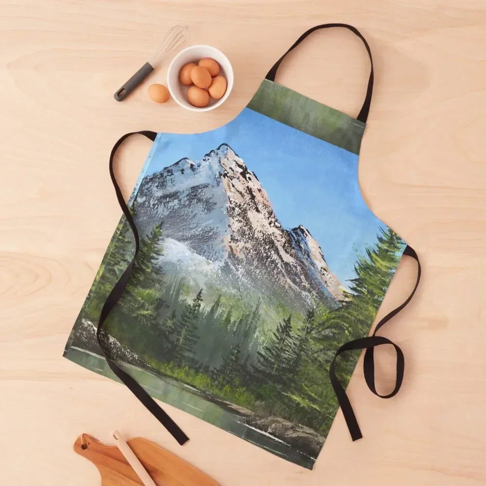 

Mountain Landscape inspired by Bob Ross Apron Bib For Kitchen For Kitchen Women Kitchens Men chef for man Apron