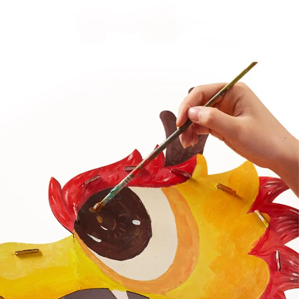 Simple Paper Chinese Dragon Head Mask 3D Traditional Dragon Boat Racing Toy DIY Handmade Dragon Dance Craft Kit New Year Decor