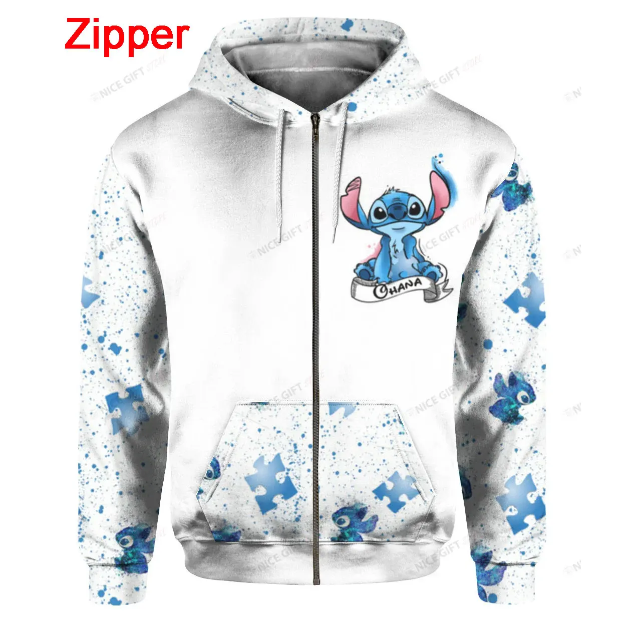 Cartoon Anime Men Zip Up Hoodie Stitch 2024 New Casual Cool Women Oversized Sweatshirt Spring Autumn Children Clothing Coat