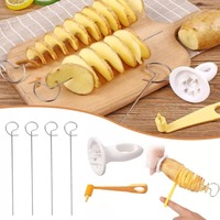 1Set Stainless Steel Plastic Rotate Potato Slicer Twisted Potato Spiral Slice Cutter Creative Vegetable Tool Kitchen Gadgets