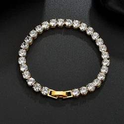316L Stainless Steel 2025 New Fashion Waterproof Jewelry Minimalism Embed Zircon 3 Colors Charm Chain Tennis Bracelets For Women