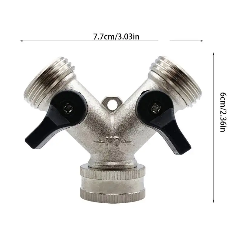 E8BD Ergonomic Double Outlet Garden Hose Connector with Nickel Coating for Landscape Maintenance Outdoor Water Distribution