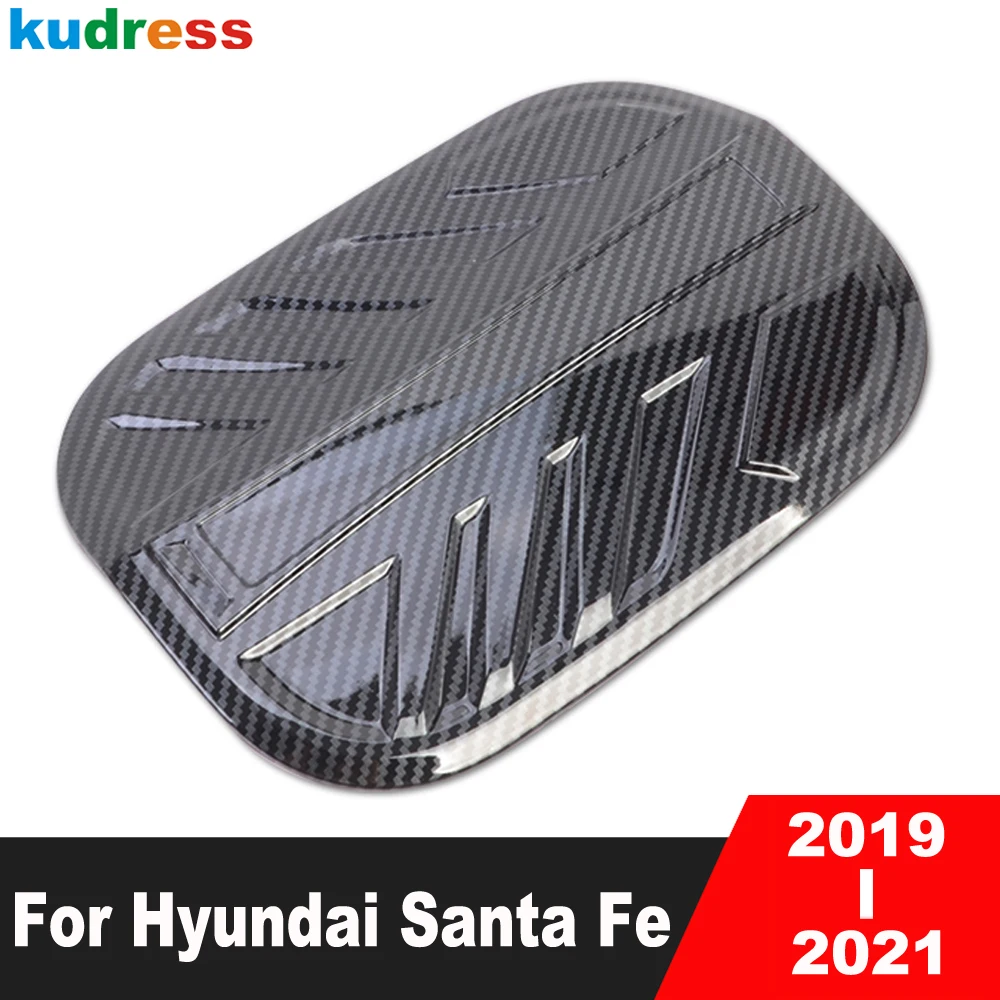 For Hyundai Santa Fe 2019 2020 2021 Carbon Fiber Car Fuel Tank Cover Gas Oil Gasoline Tank Cover Trim Sticker Accessories