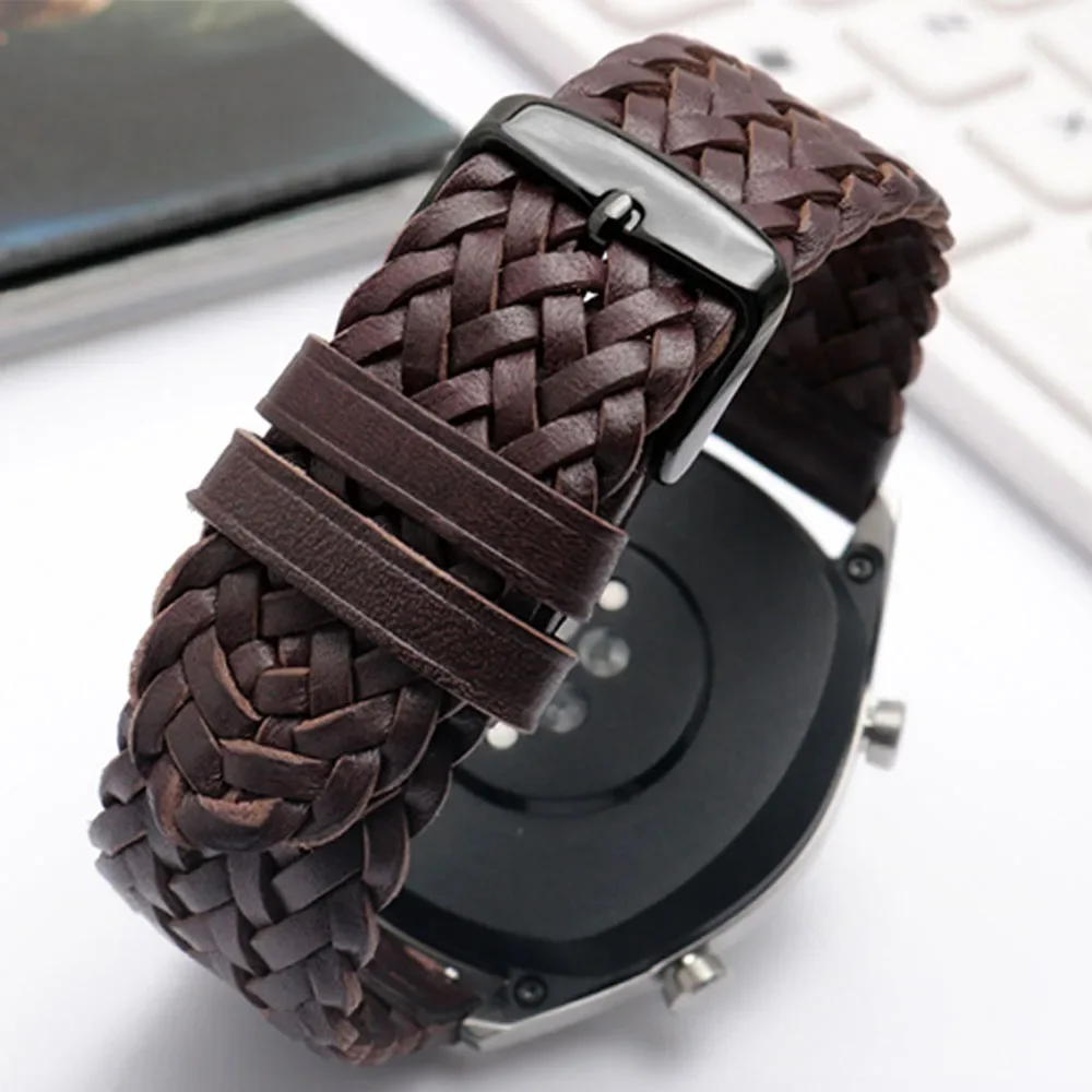 20mm 22mm 24mm Genuine Leather Strap Universal Quick Release Braided Cowhide Watch Band Accessories for Seiko Omega Citizen