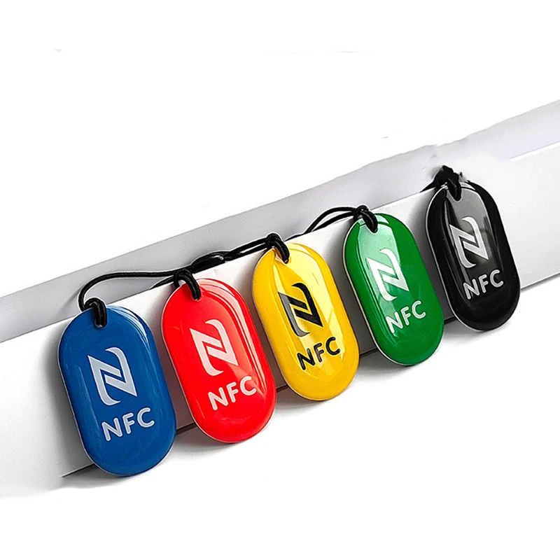 10Pcs/Lot 35mm NFC Tags 13.56MHz 144 Bytes ISO14443A NFC213 Crystal Epoxy Card for All NFC Enabled Phones