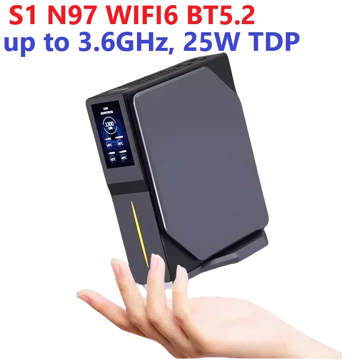 SZBOX S1 Intel N97 (up To 3.6GHz, 25W TDP) MINI PC WIFI6 BT5.2 Windows 11 Pro DDR4 3200MHz 16GB 512GB RGB Light Gaming Computer