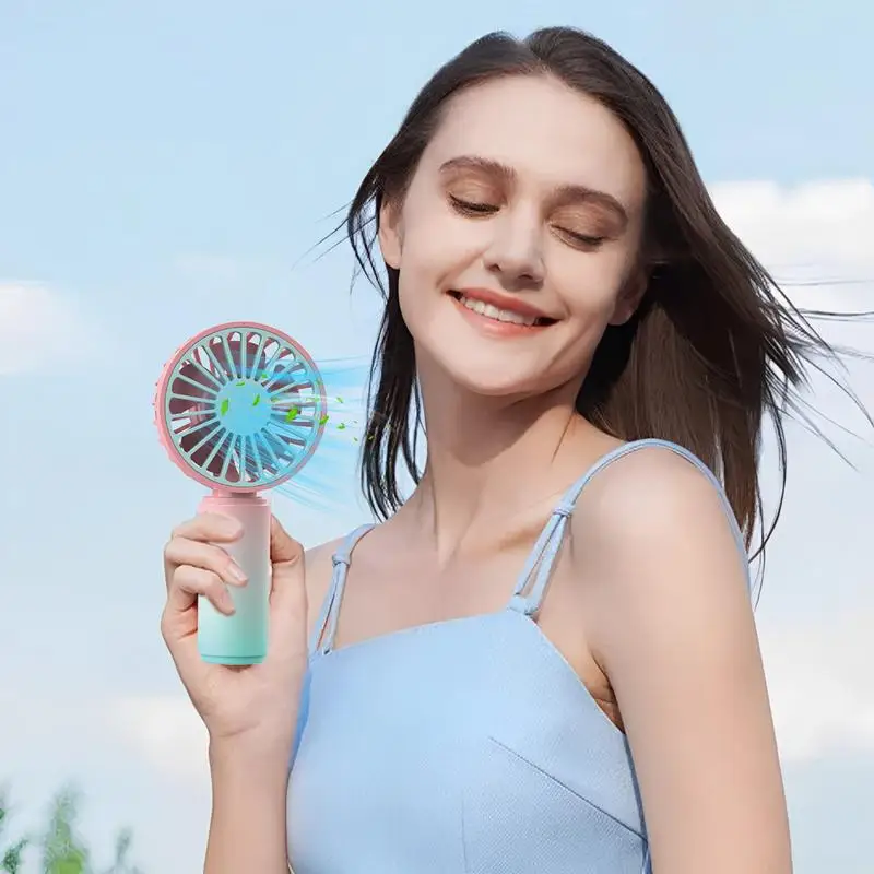 Portable Fan USB Rechargeable Small Fans Colorful Electric Fan Creative Handheld Fan Pocket Electric Mini Fan For Summer