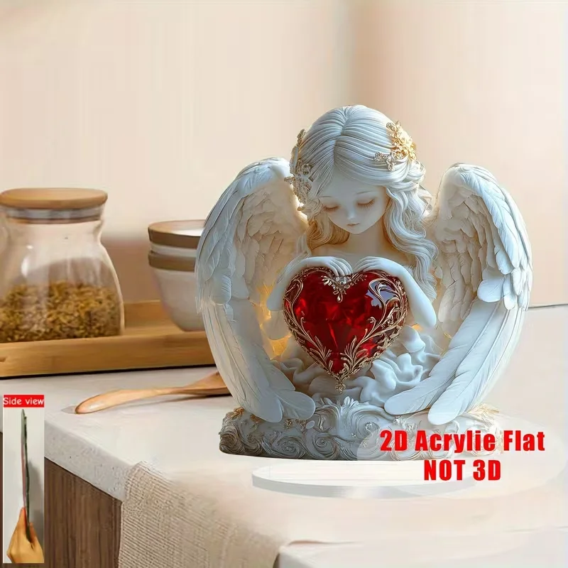 1 Stück Rote Herz-Kristall-Engel Tischdekoration Skulptur Valentinstag Geschenk Exklusive Bürodekoration Schlafzimmer-Dekoration – Detail 6