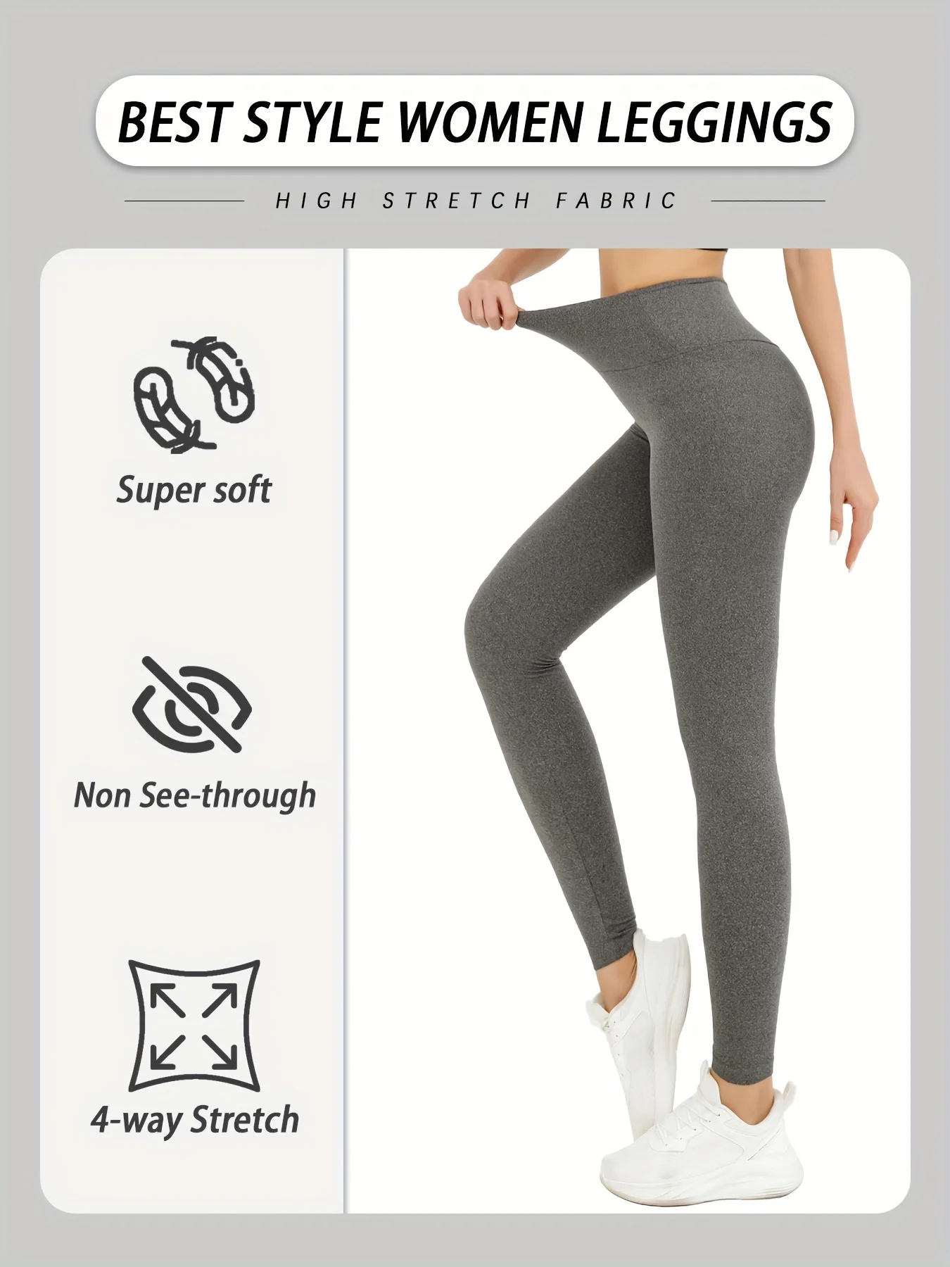 Super Soft Leggings for Women, High Waisted Tummy Control No See Through Workout Yoga Running Pants Leggings