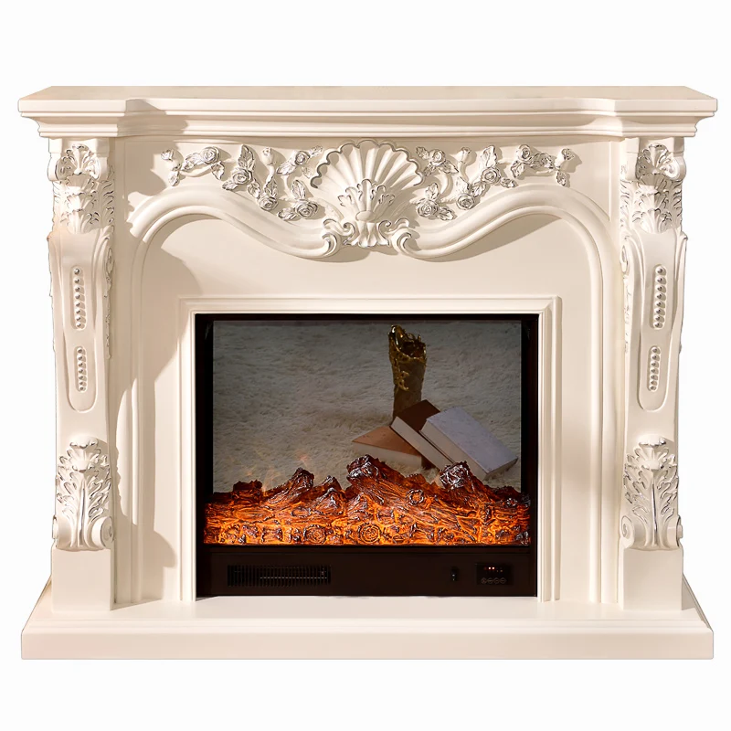 European fireplace American country mantel Solid wood decorative cabinet Furnace core Luxury carved living room decoration 1.3/1