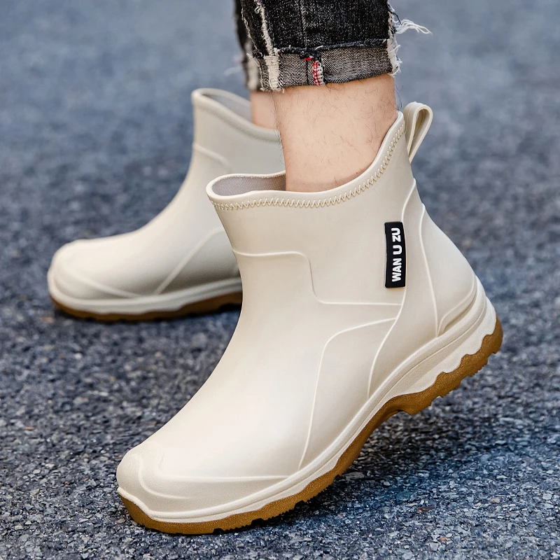 

Мужские непромокаемые противоскользящие резиновые сапоги Fiing Hiking Thiened Rubber oes, теплые модные плоские боты, пластик Sole oes