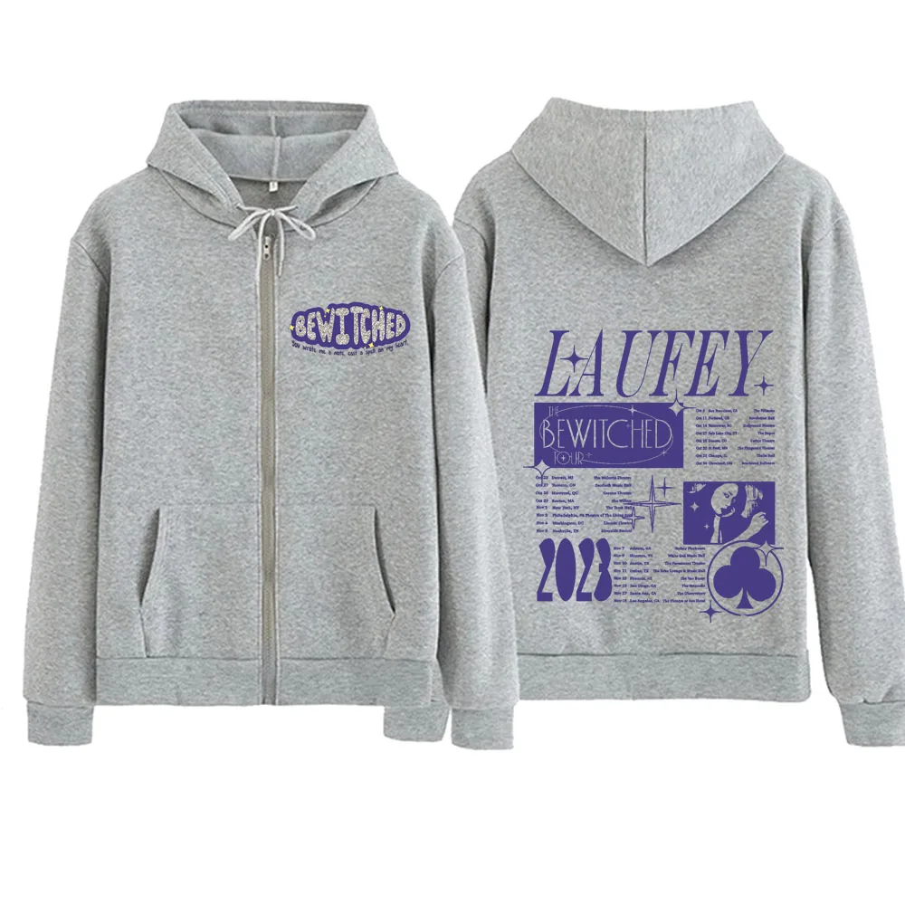 Enwitched Laufey 2024 Zipper Hoodie Harajuku Pulôver Tops Streetwear Fãs de Música Presente Moletons com Decote em V