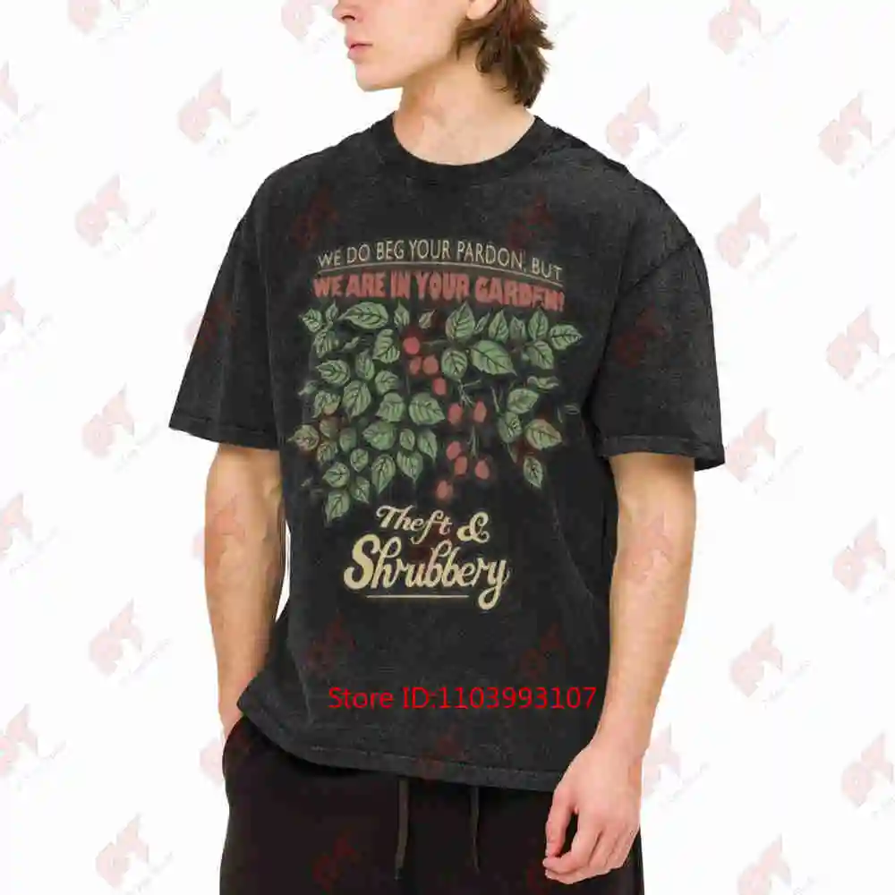 Bob Mortimer Theft Shrubbery Garden Party Vintage Washed Tee Pure Cotton T-Shirt