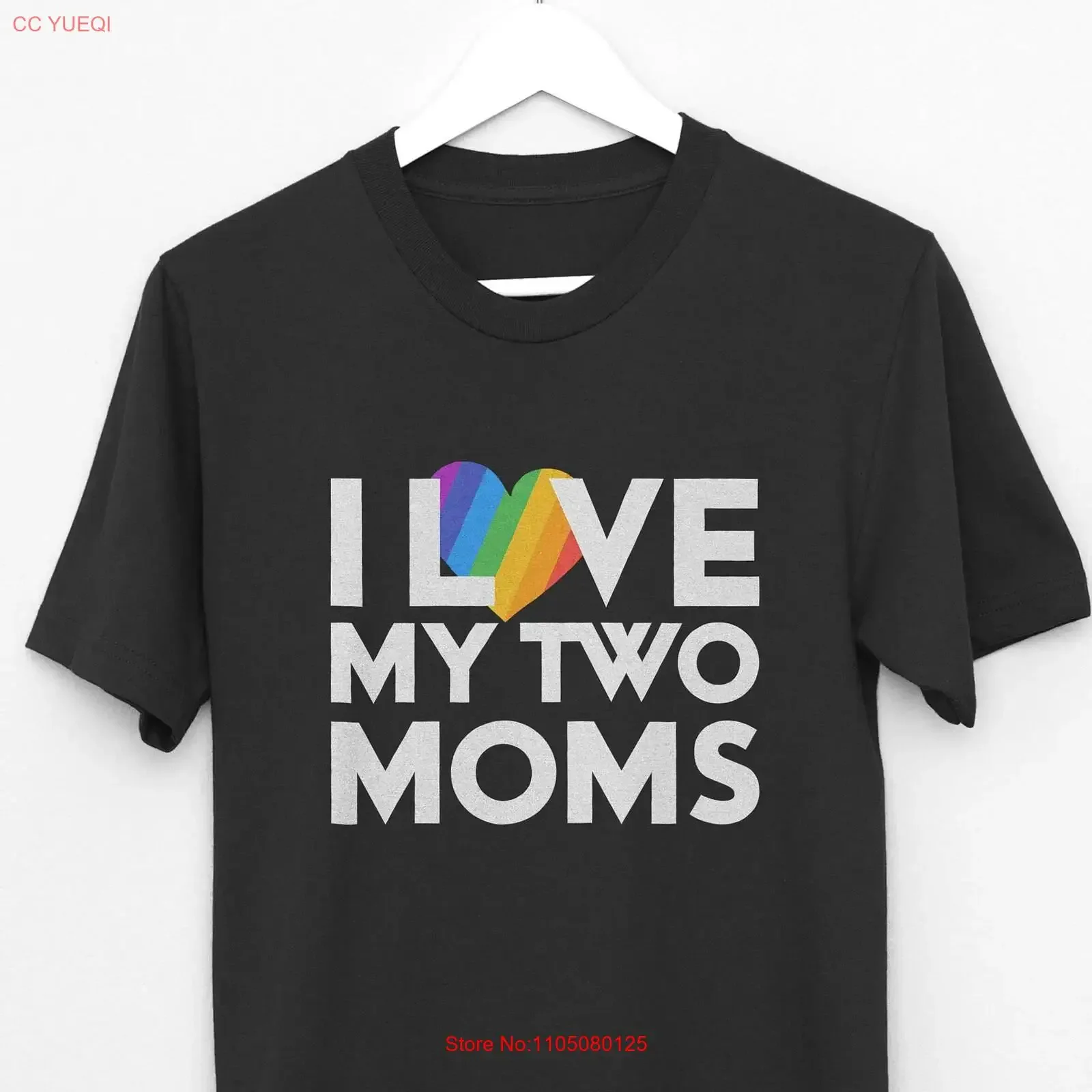 

Футболка I Love My Two Moms Lesbian Gay Mom Pride Parade ЛГБТ для винтажного стираного унисекс Дышащая слегка удобная мода