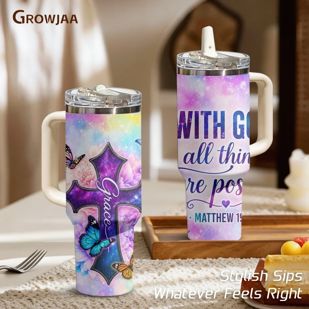 All Things Through Christ Vacuum Flasks 40oz 3rd Gen Vacuum Insulated Stainless Steel Tumbler Cup With Handle Straw Lid