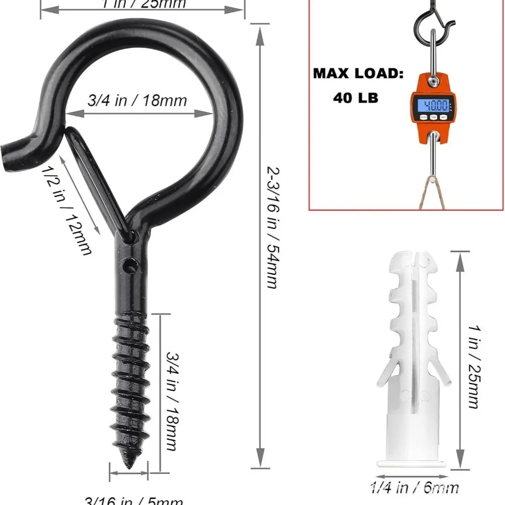 12 PCS Q-Hanger Hooks with Safety Buckle and 1 pcs wing nut driver, Windproof Screw Hooks