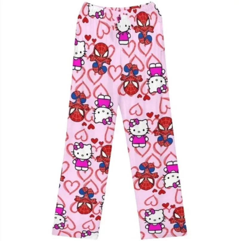 Hello Kitty Cotton Loose Ladies Pajama Pants Anime Cosplay Women Men Cartoon Sleep Bottoms Lounge Wear Girl Sleep Pants Spring