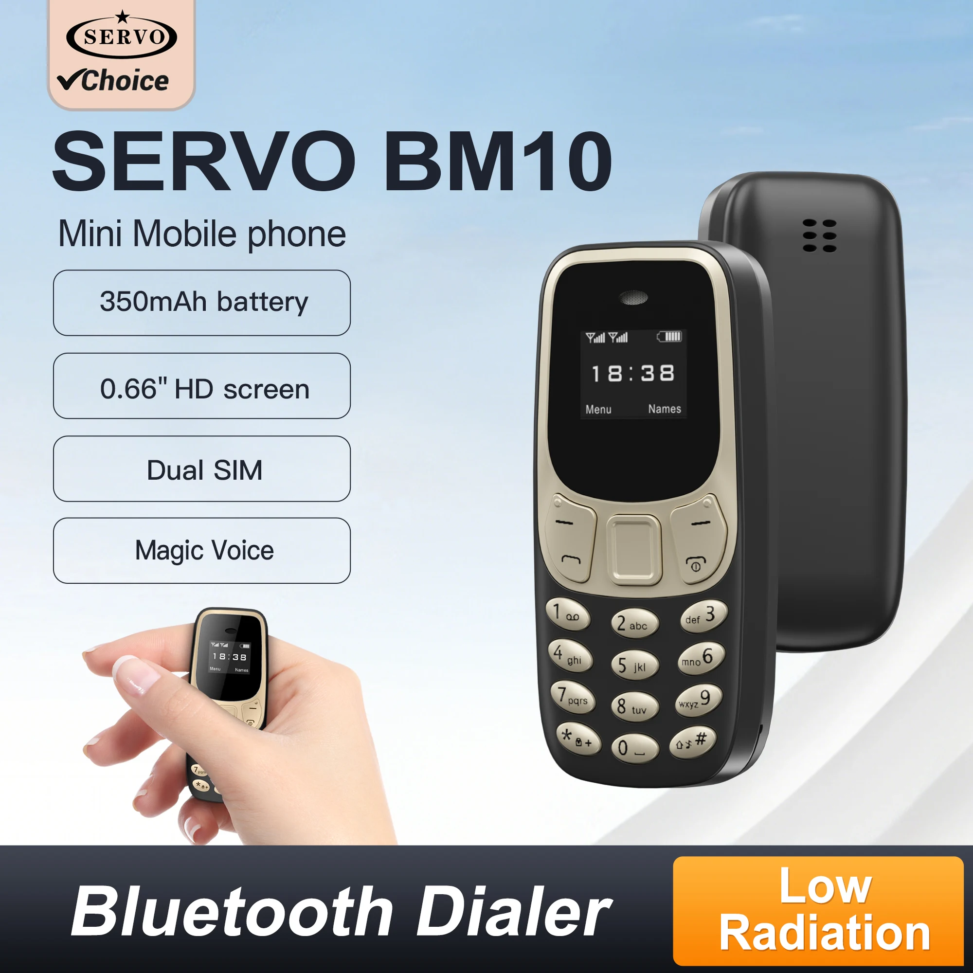 SERVO BM10 Mini Mobile Phone 2 SIM Standby Magic Voice Bluetooth Dialer Blacklist MP3 Player 2G GSM Super Small Button Cellphone