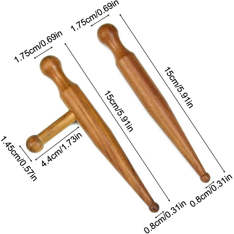 (Ce14)Wood Massage Stick Tool Natural Sandalwood Massager Acupoint Reflexology Tool For Body Relaxing Deep Tissue Foot Massage