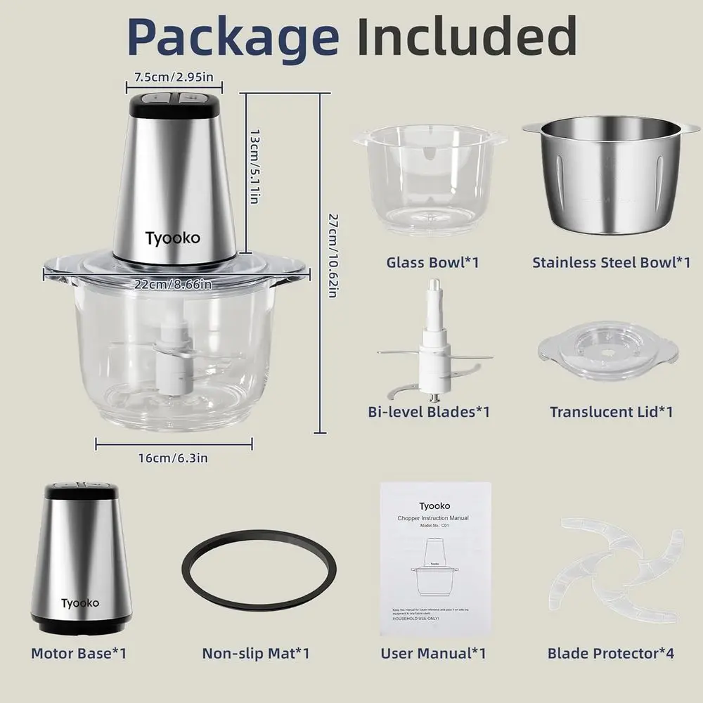 Dual-Bowl Electric Food Processor and Grinder 6